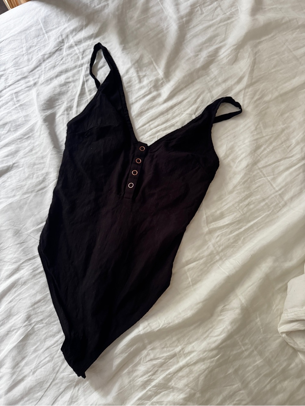 Free People Black V-Neck Button-Front Women's Tank Top